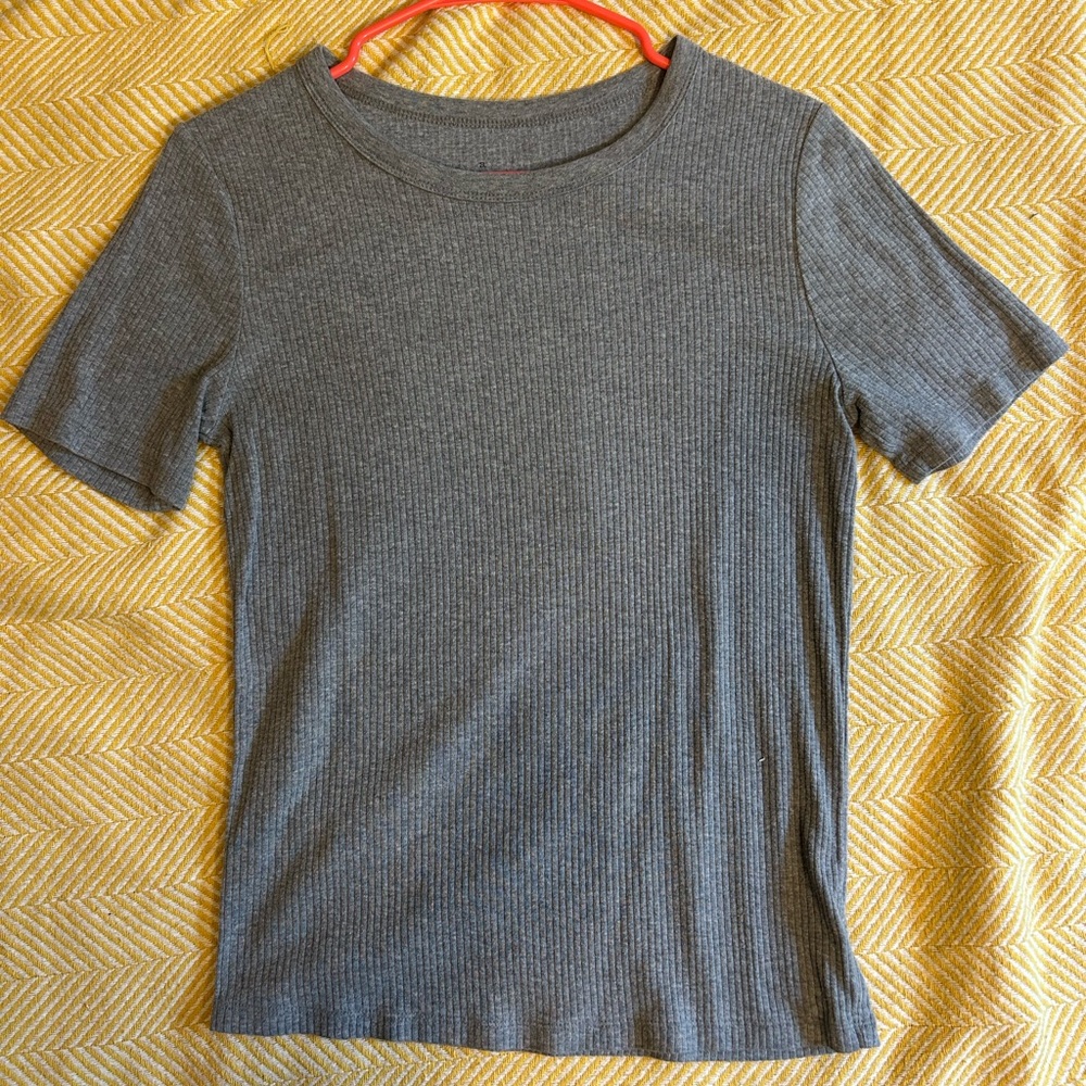 A New Day Gray Ribbed Tee